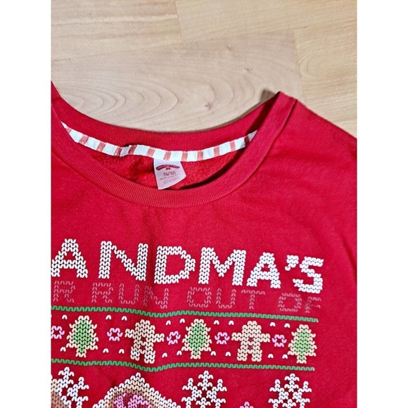 Holiday Time Womens Plus Red Grandmas House Christmas Pullover Sweatshirt Top xL - Picture 3 of 4